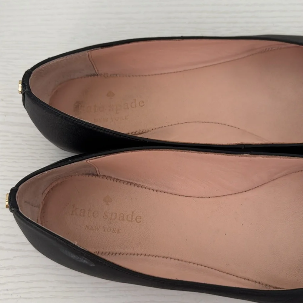 Kate Spade Wallace Black & White Striped Bow Round Toe Flats Size 8 - Picture 3 of 10